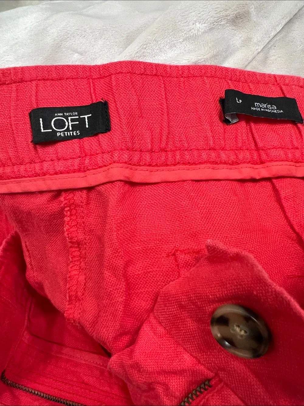 LOFT Bright Red Linen-Blend Chinos